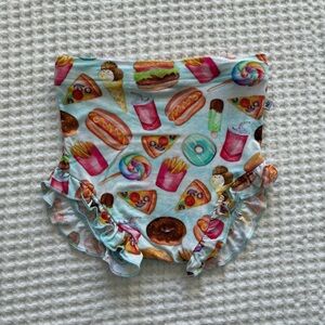 Birdie Bean Bamboo Ruffle Bummies Junk Food Print Pizza Donuts - 2T